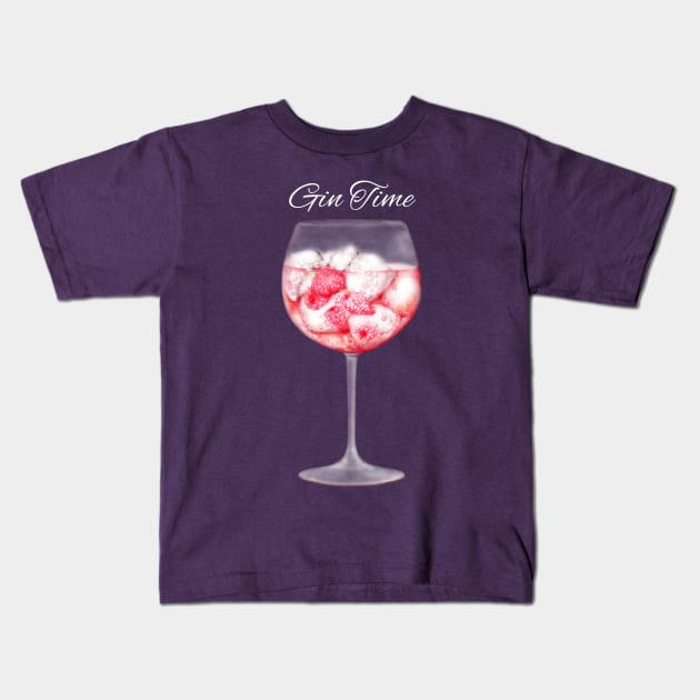 Pink Gin Watercolour Illustration Kids T-Shirt by AmandaDilworth